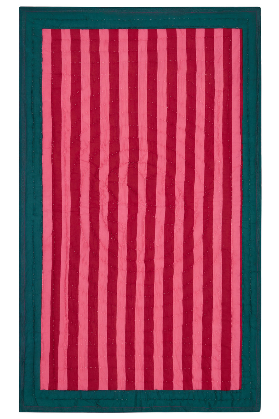 reversible quilt 110x180cm--nizam stripes green natural