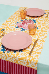 cotton runner 50x150cm--arabesque corolla gold natural