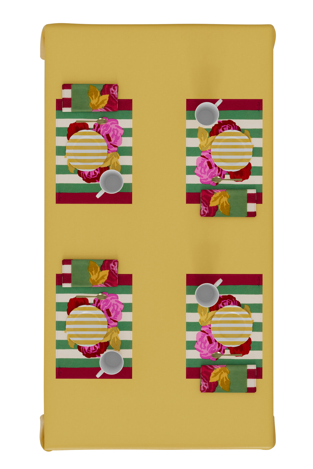 cotton placemat 35x48cm--nizam stripes green natural