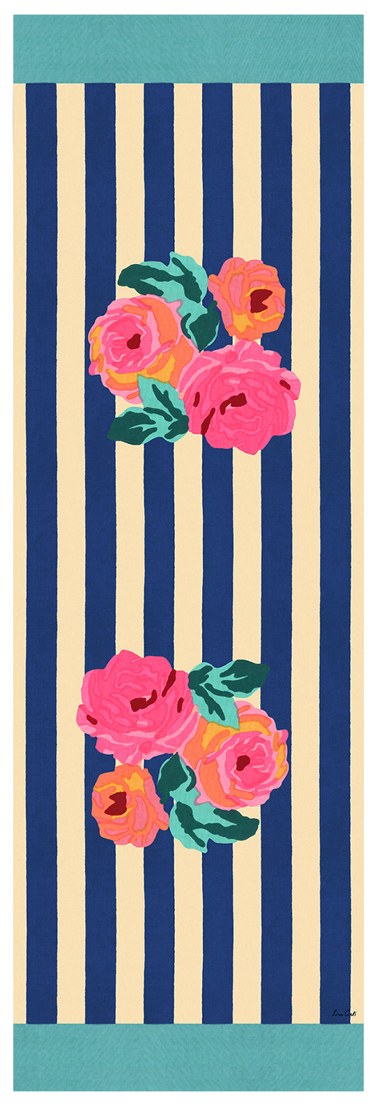 cotton runner 50x150cm--nizam stripes blue natural