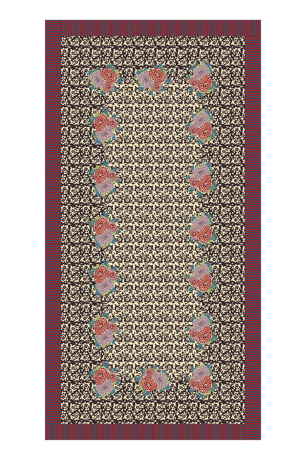 cotton cloth 180x350cm--arabesque corolla natural coffee