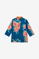 baby kurta--leopard flower dark teal