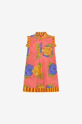 baby spring kurta--big flower old pink
