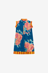 baby spring kurta--leopard flower dark teal