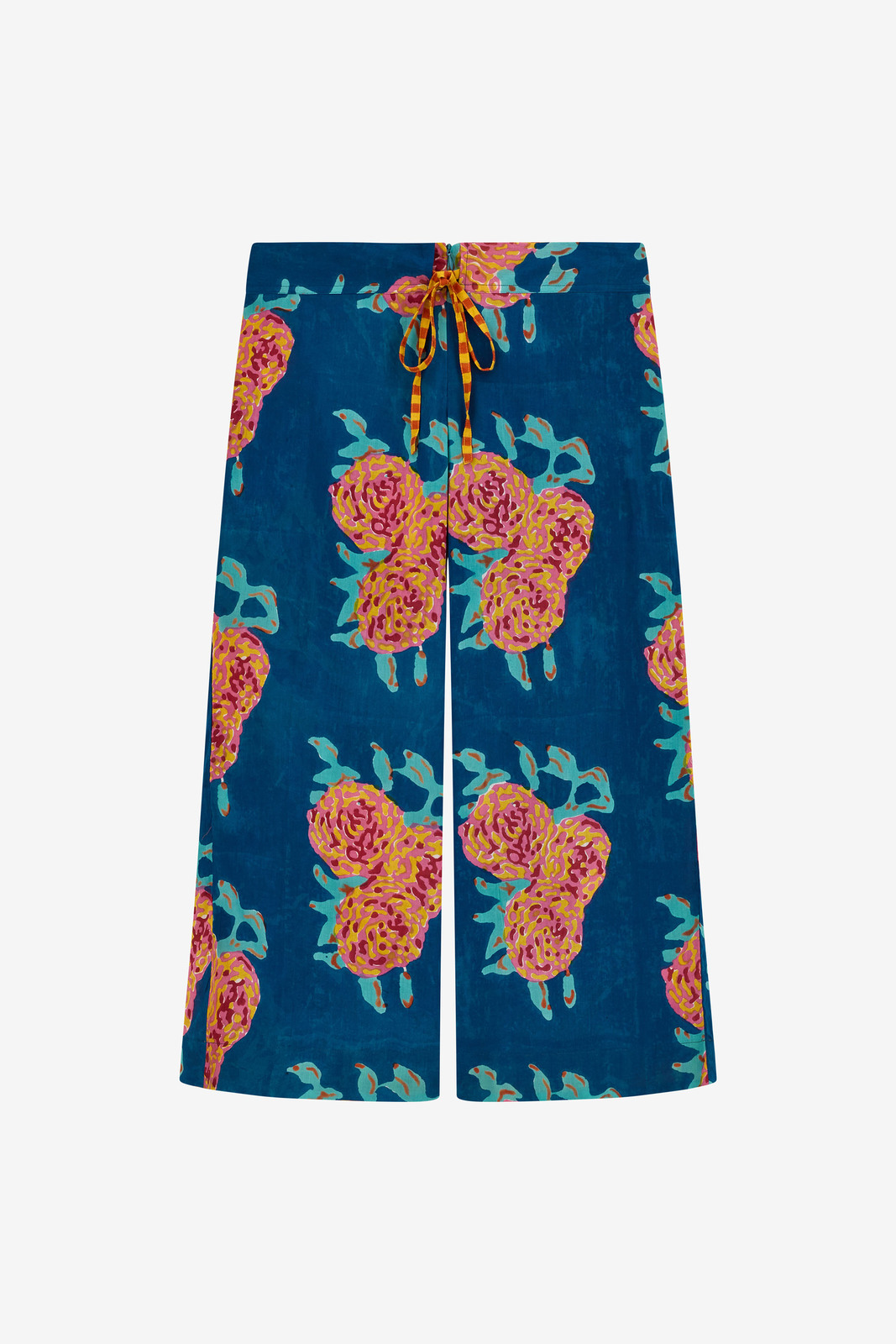 cabana pant--leopard flower dark teal