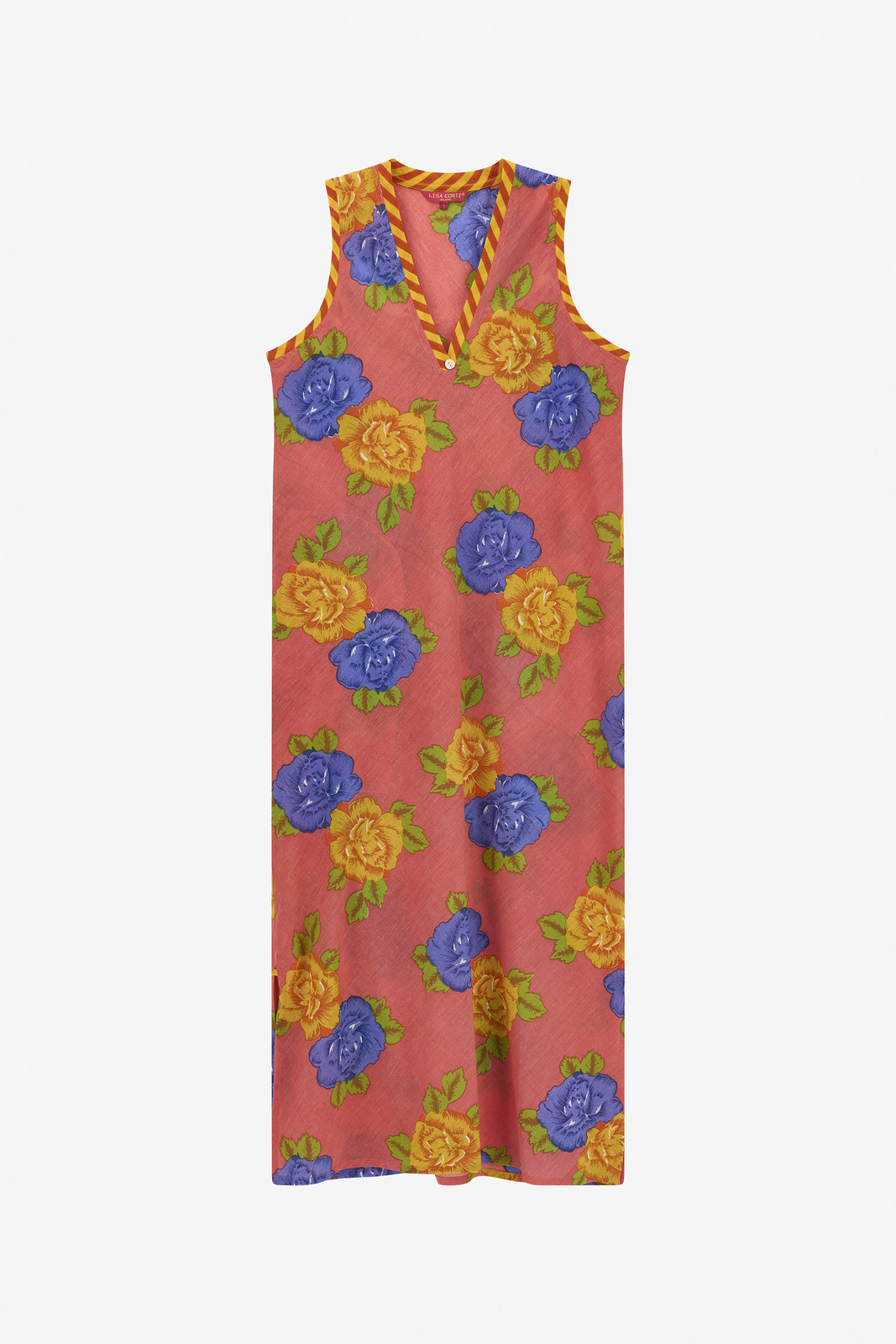 cheack dress--big flower old pink