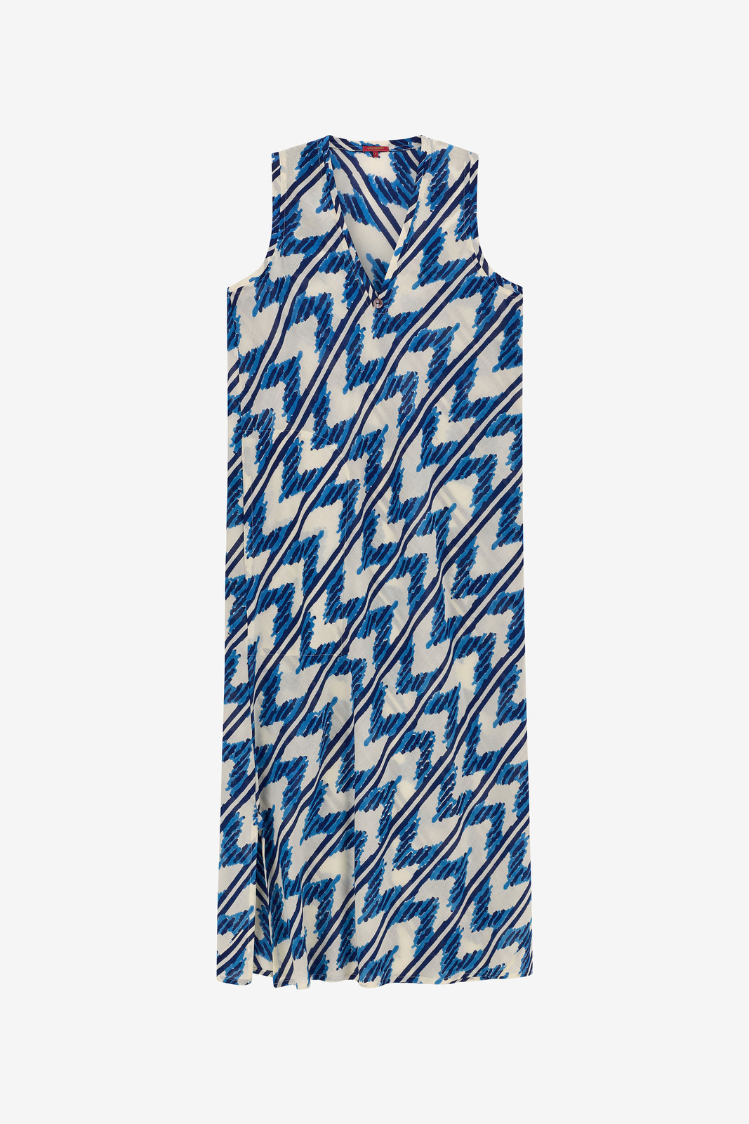 cheack dress--ikat arrow blue