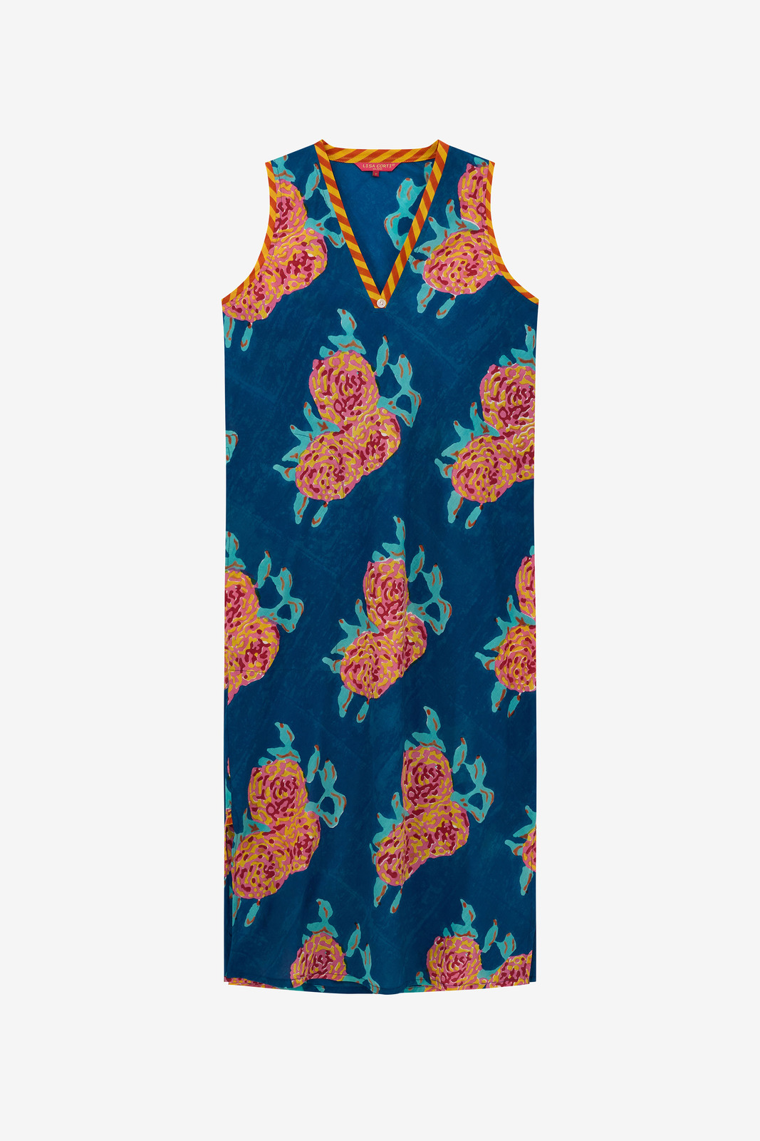 cheack dress--leopard flower dark teal