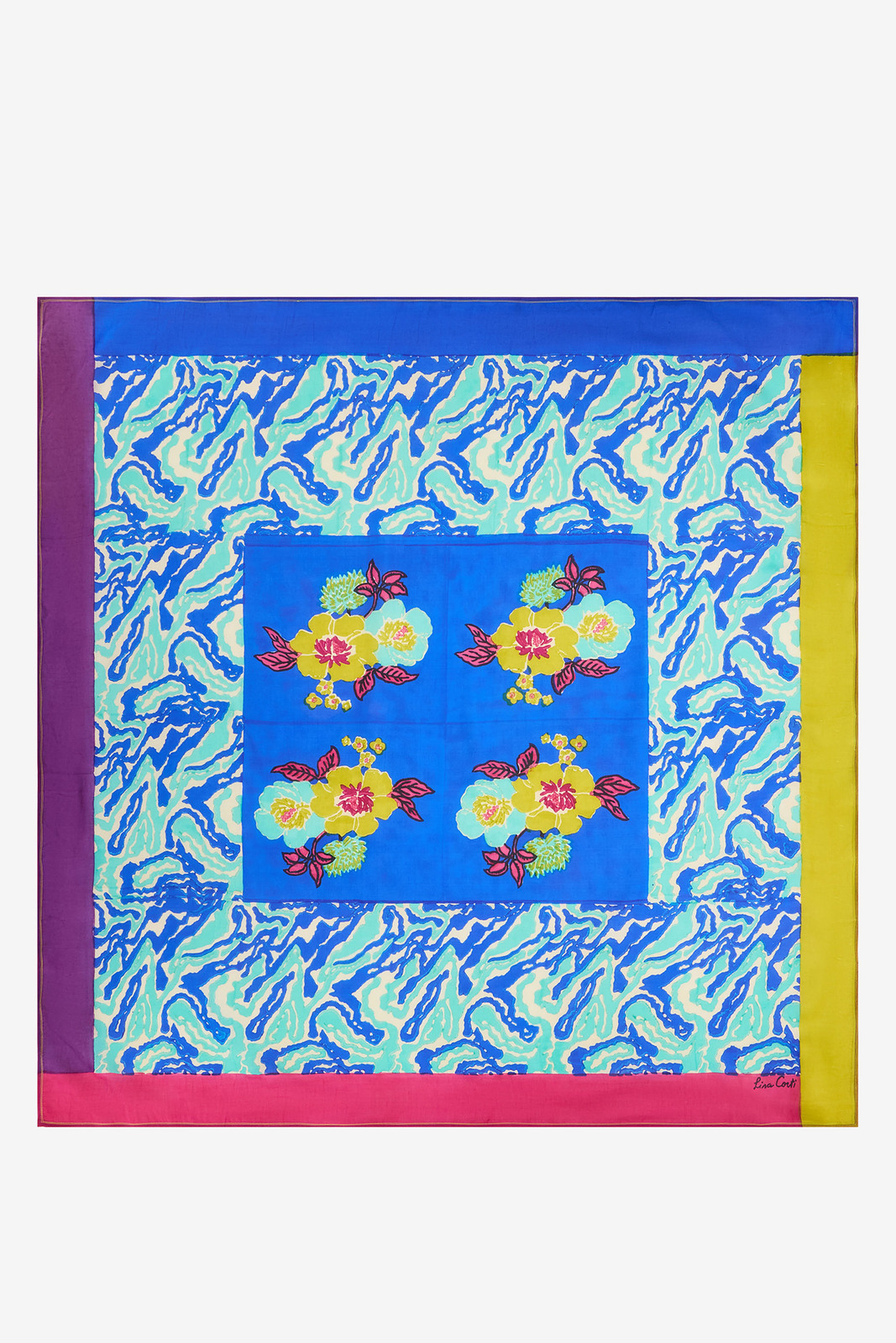 foulard seta 100x100cm--dragon cloud aqua