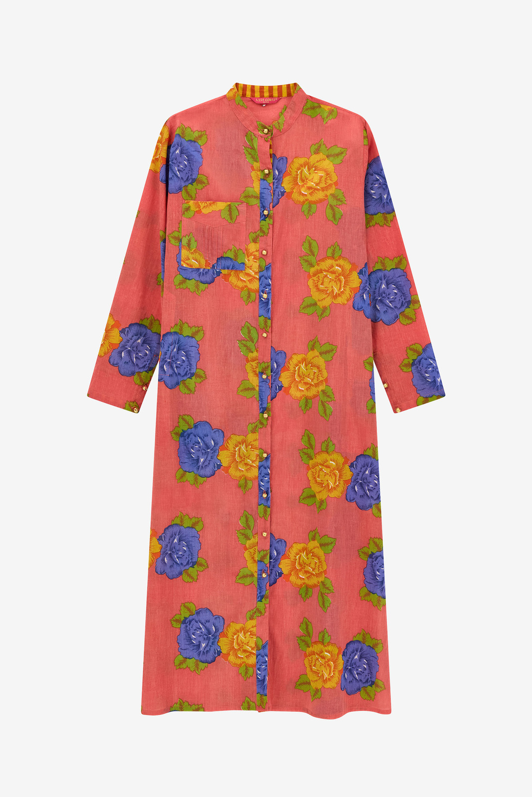 long kurta--big flower old pink