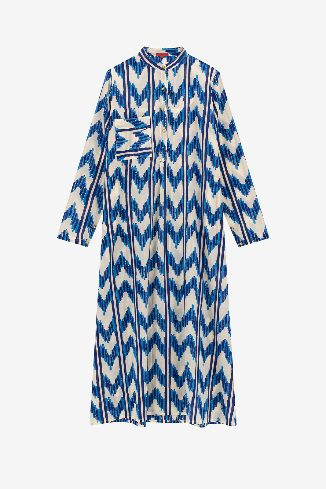 long kurta--ikat arrow blue