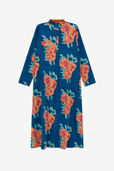 long kurta--leopard flower dark teal