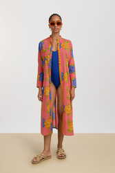 long open kurta--big flower old pink