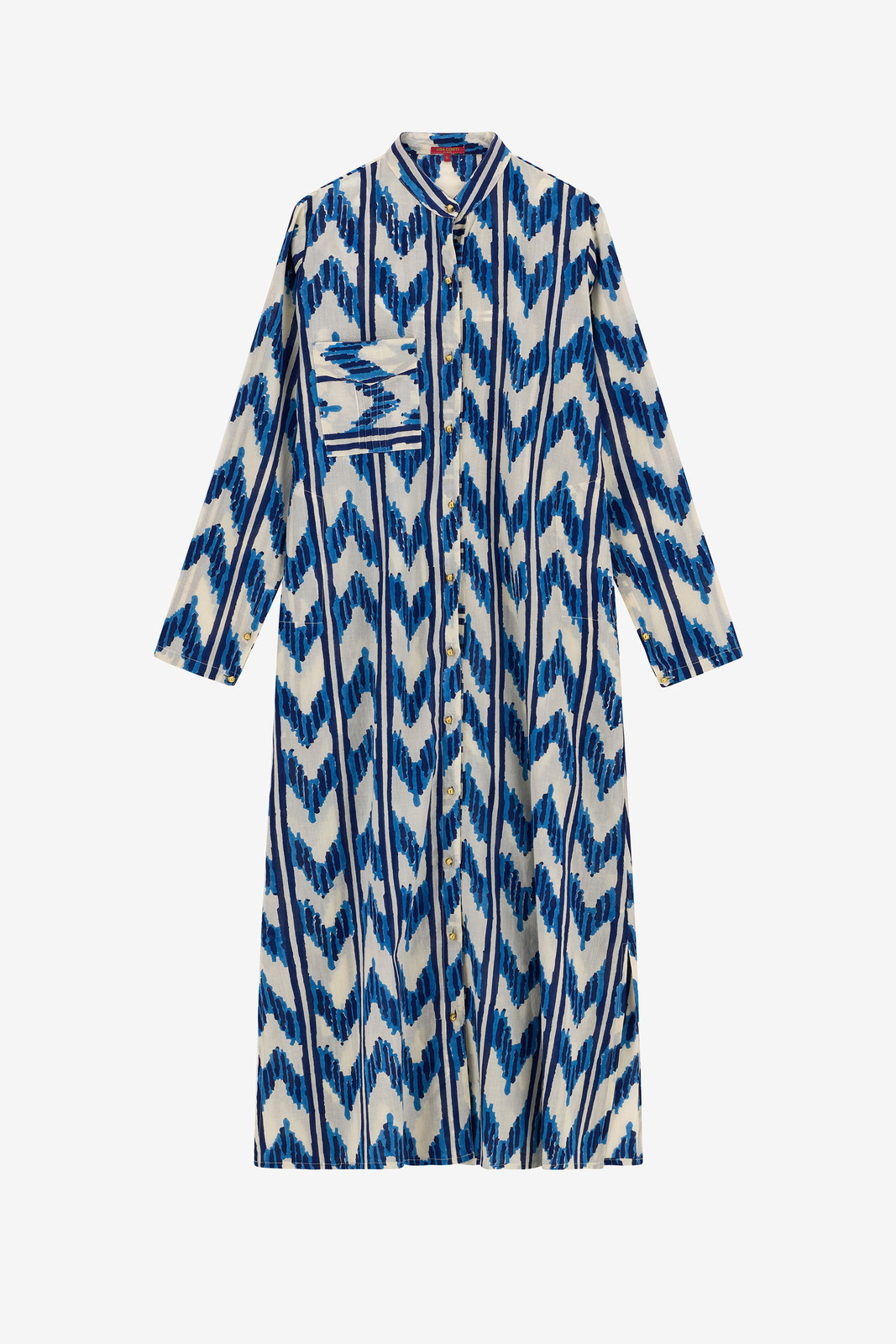long open kurta--ikat arrow blue
