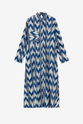 long open kurta--ikat arrow blue