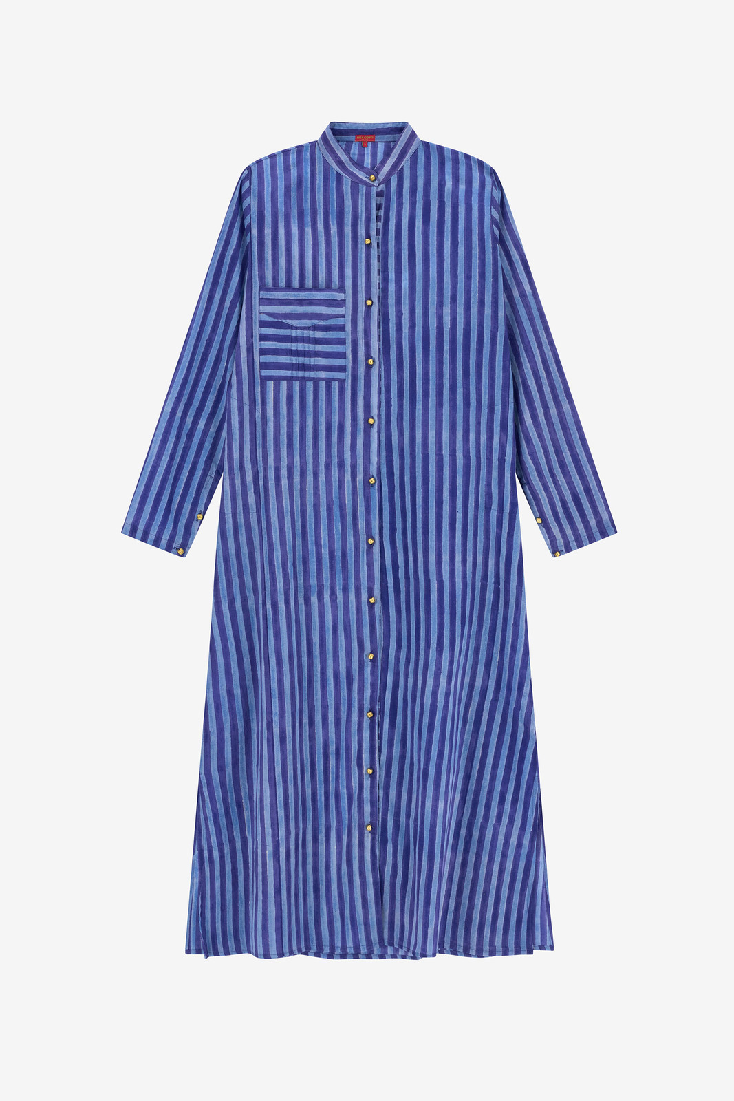 long open kurta--mini stripes plumbago