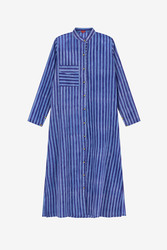 long open kurta--mini stripes plumbago