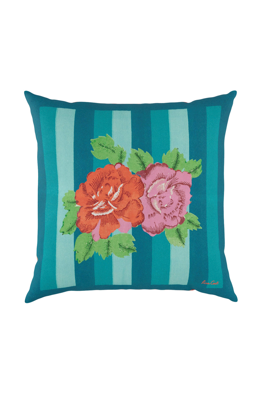 cotton cushion cover 45x45cm--hima big flower turquoise
