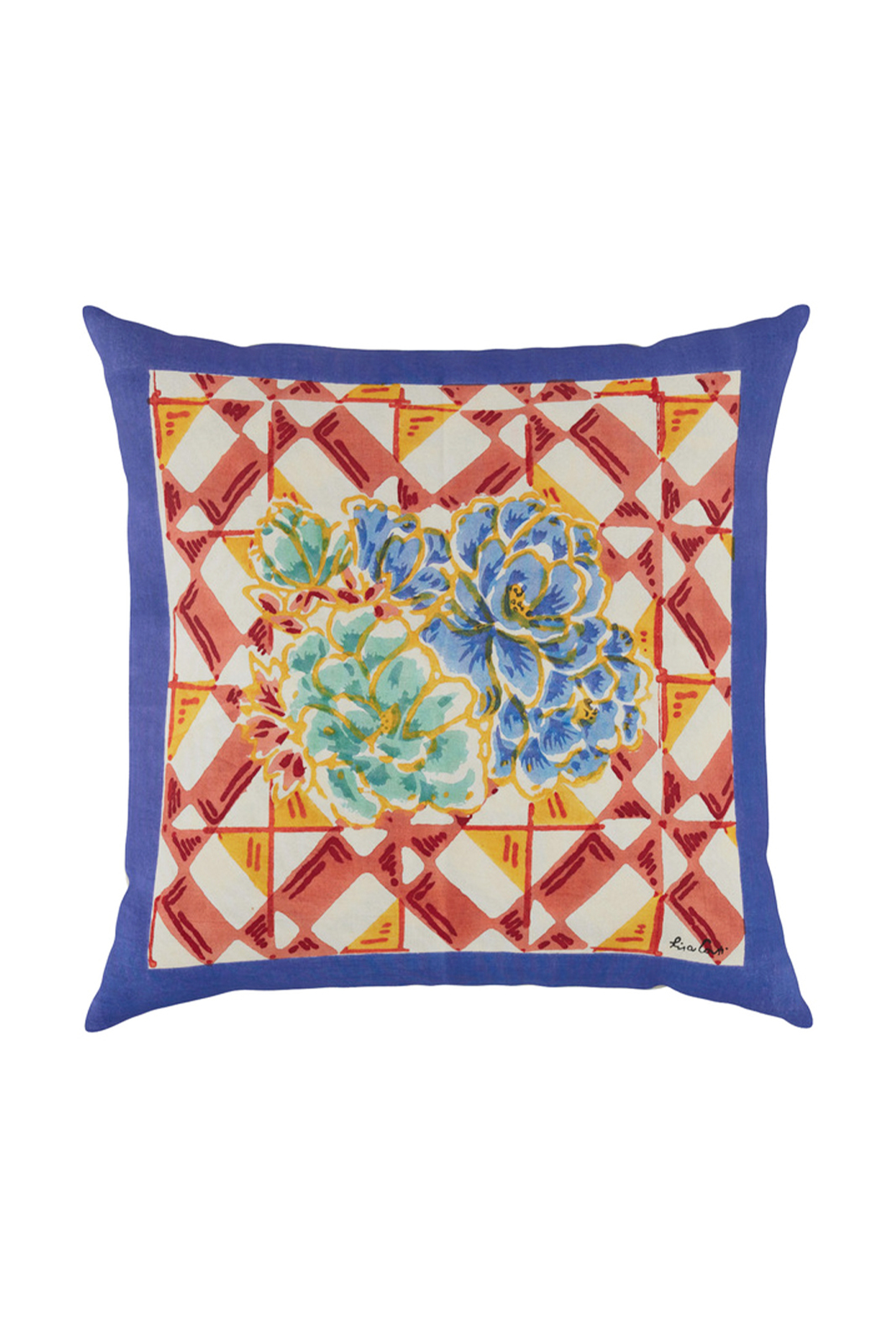 cotton cushion cover 45x45cm--positano red tiles