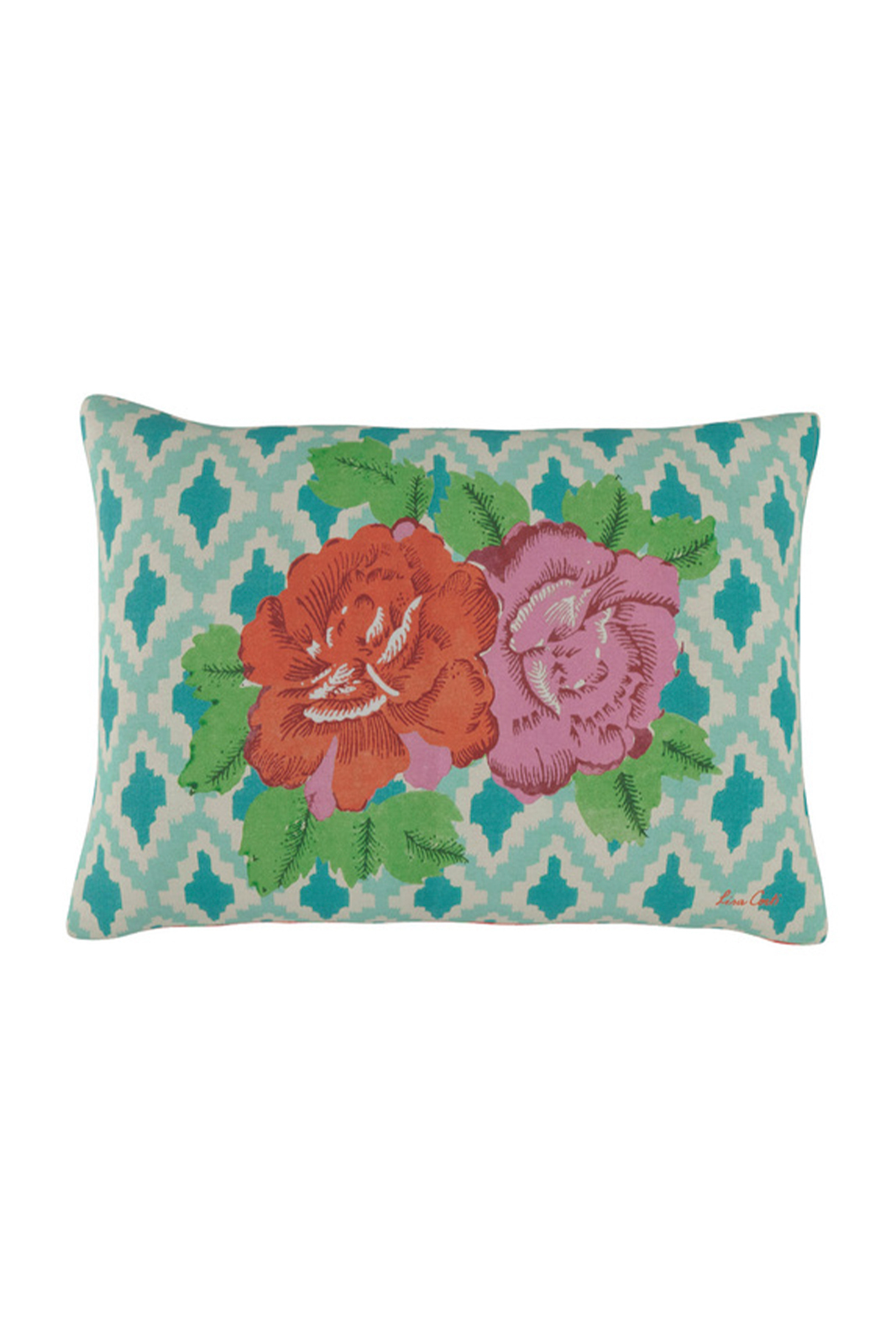 cuscino cotone 30x40cm--hima big flower turquoise