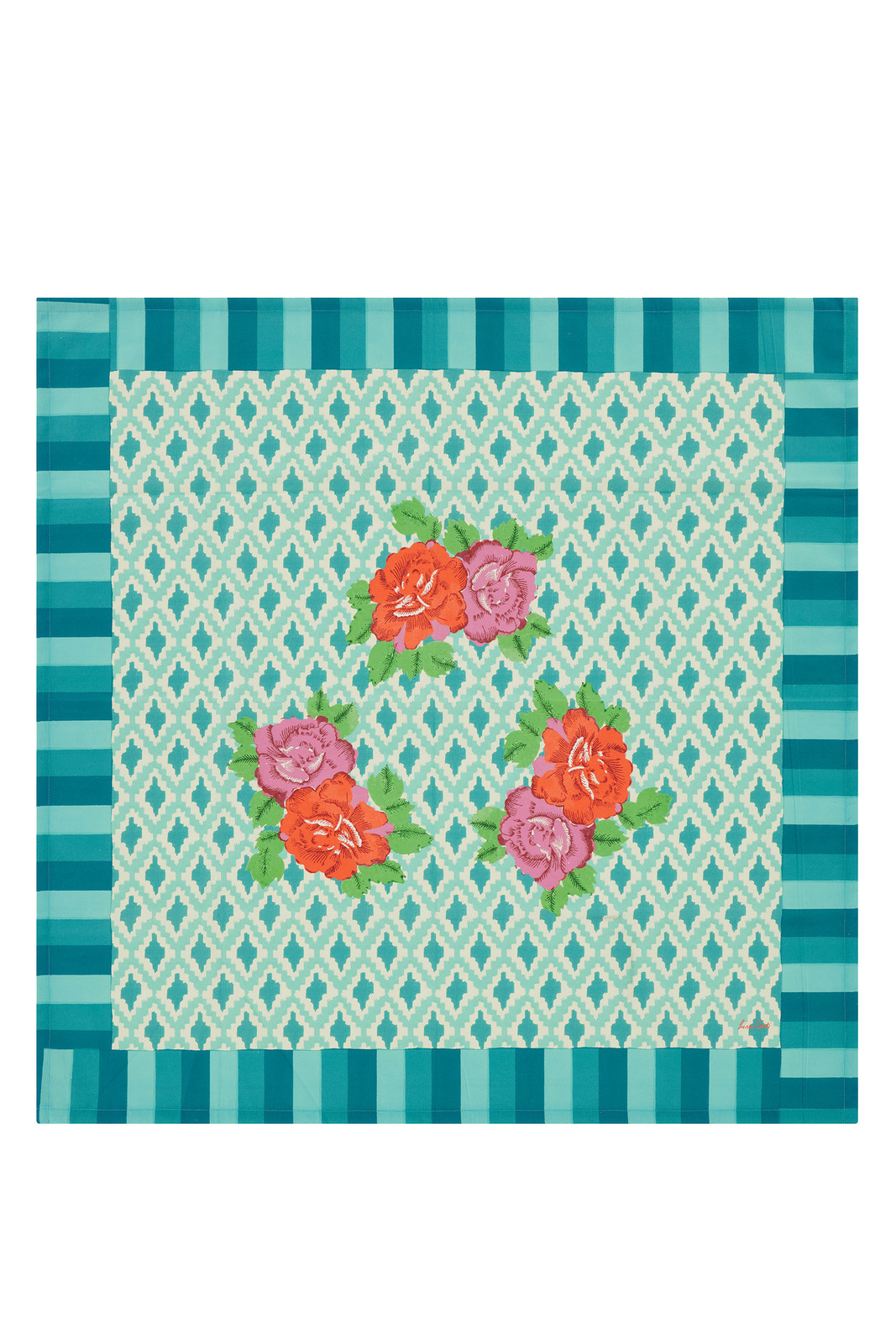 cotton cloth 110x110cm--hima big flower turquoise