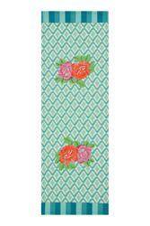 cotton runner 50x150cm--hima big flower turquoise