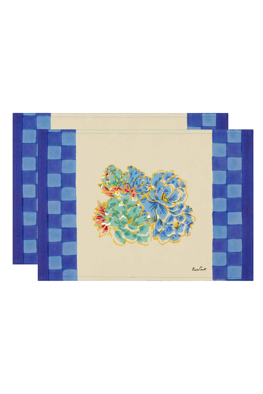 set of 2 cotton placemats 35x48cm--positano red tiles 