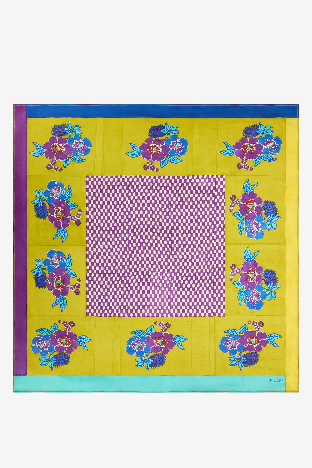 foulard seta 100x100cm--dandelion green gold