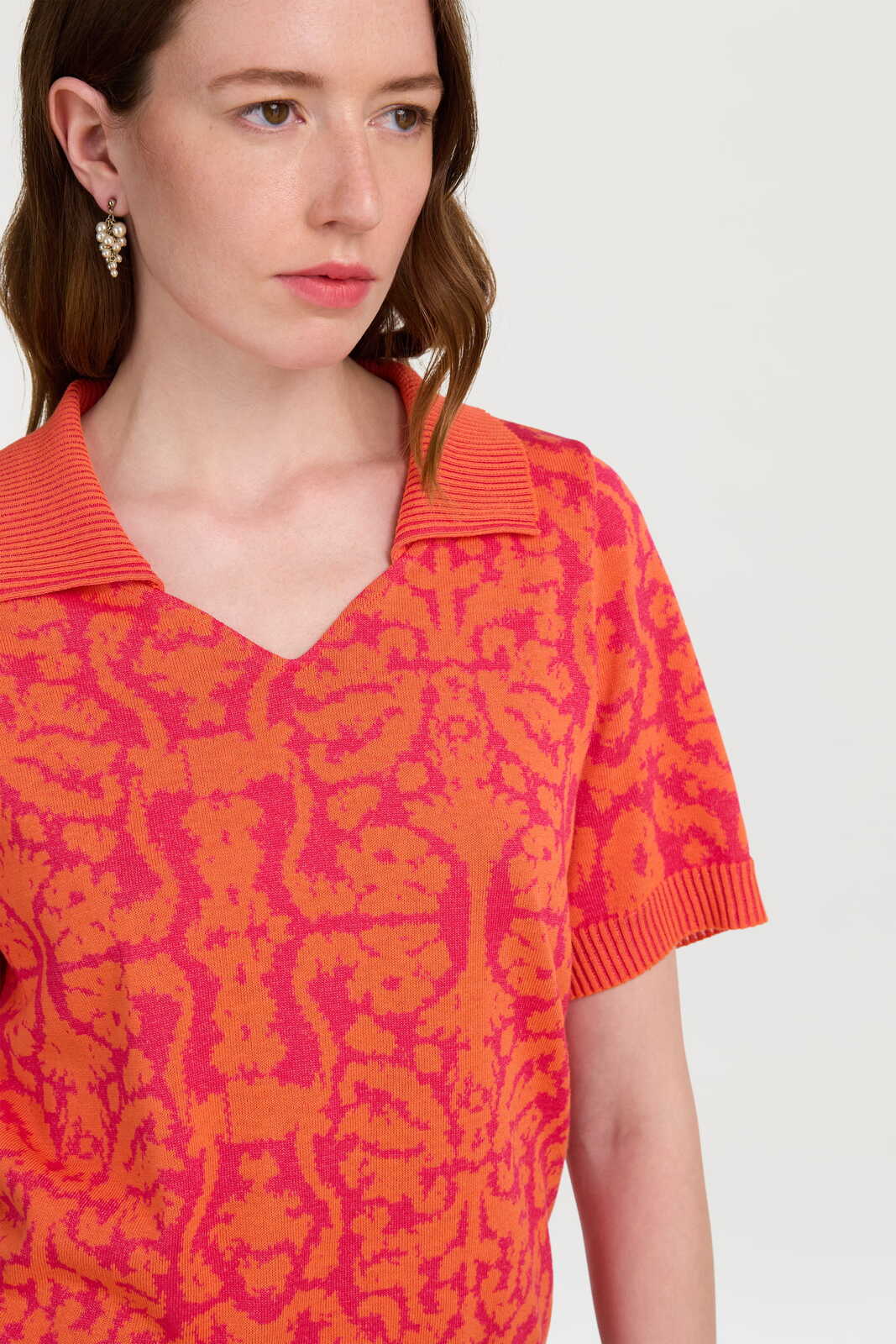 polo shirt--damask design orange