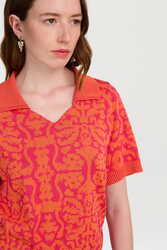 polo shirt--damask design orange
