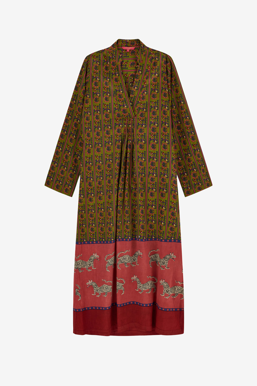 radha caftan--dragon tiger green gold