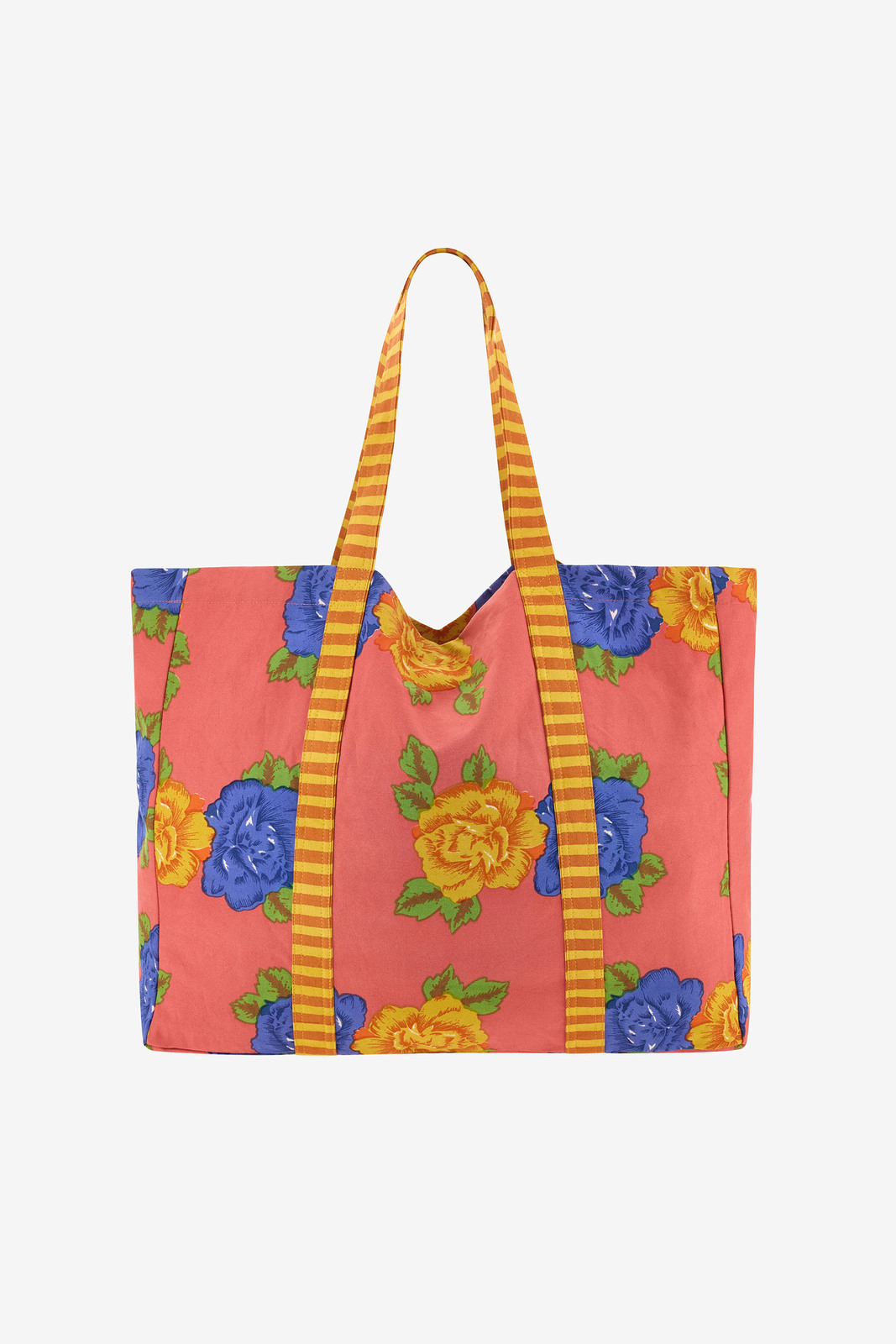 shopping bag--big flower old pink