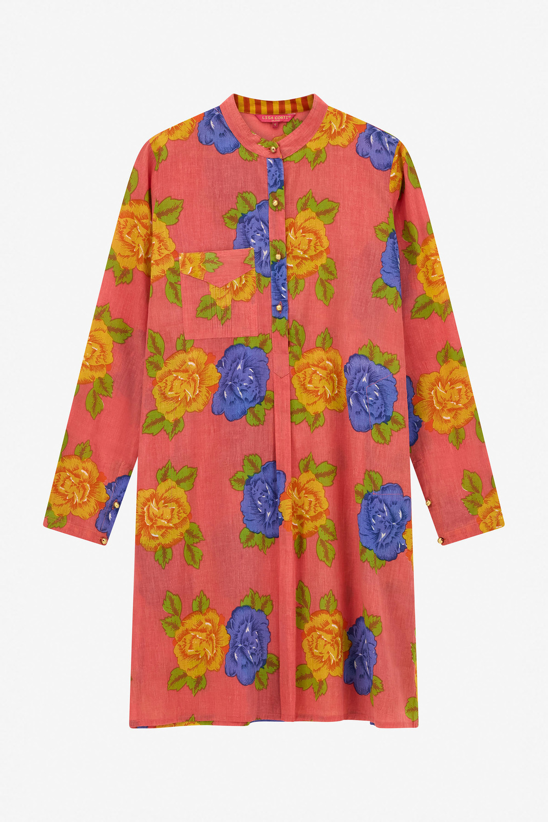 short kurta--big flower old pink