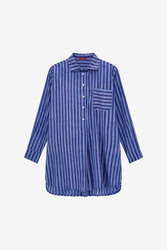 ube shirt--mini stripes plumbago