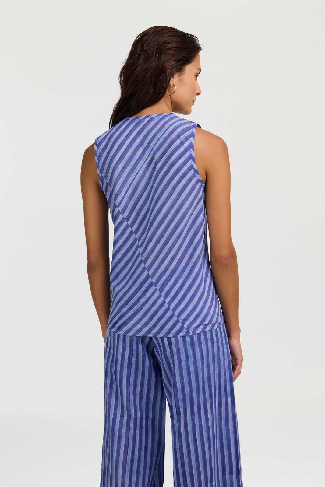 banyan top--mini stripes plumbago