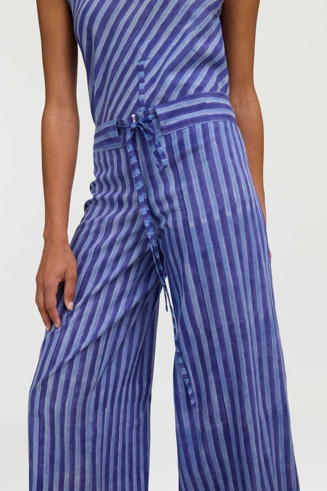 cabana pants--mini stripes plumbago
