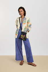 cabana pants--mini stripes plumbago