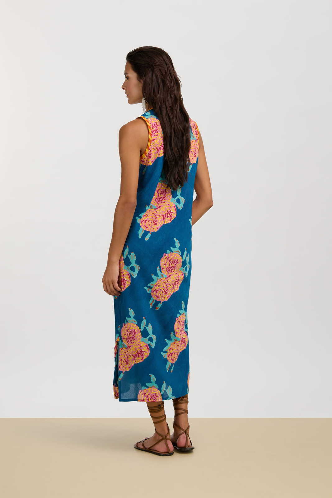 cheack dress--leopard flower dark teal