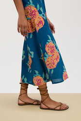 cheack dress--leopard flower dark teal