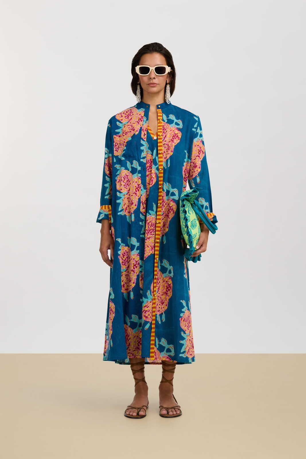 cheack dress--leopard flower dark teal