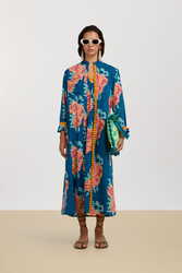 cheack dress--leopard flower dark teal