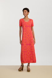 amla dress--damask design orange