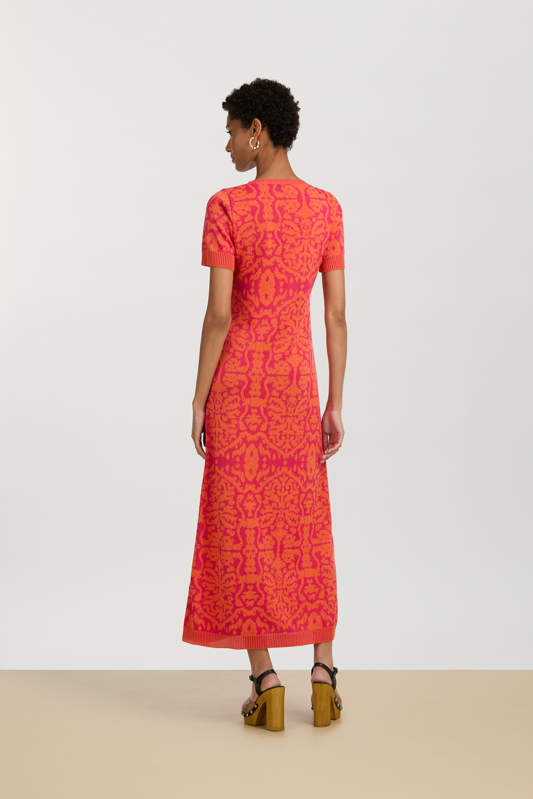 amla dress--damask design orange