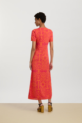 amla dress--damask design orange