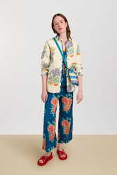 banyan top--leopard flower dark teal