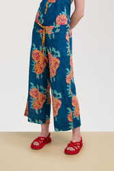 cabana pant--leopard flower dark teal