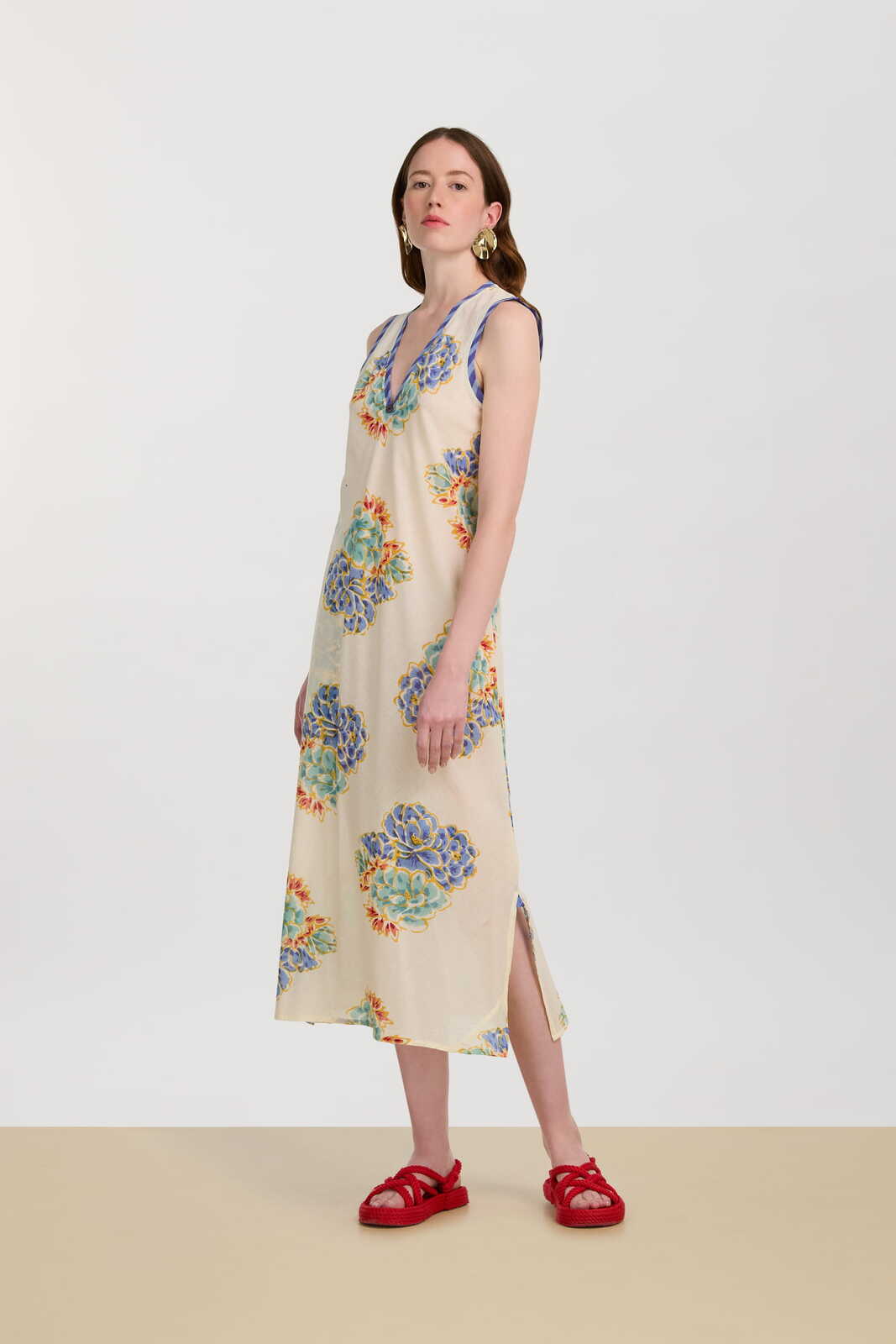 cheack dress--positano flower plumbago