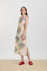 cheack dress--positano flower plumbago