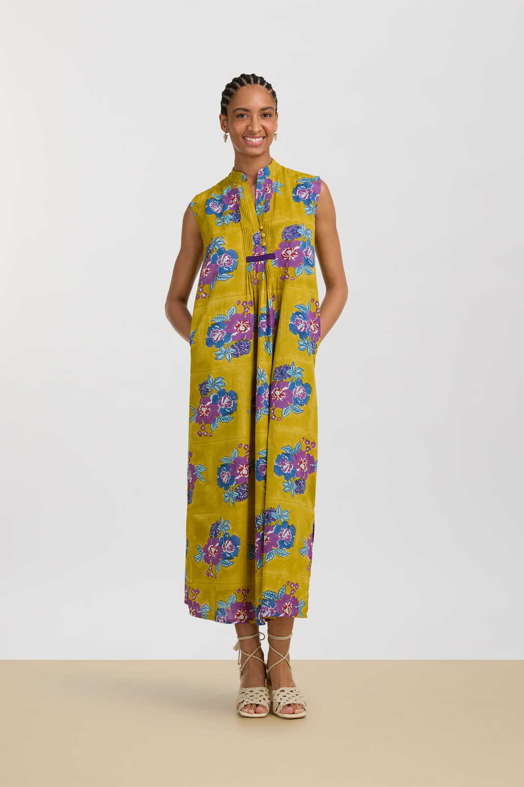 eve kaftan--dandelion green gold