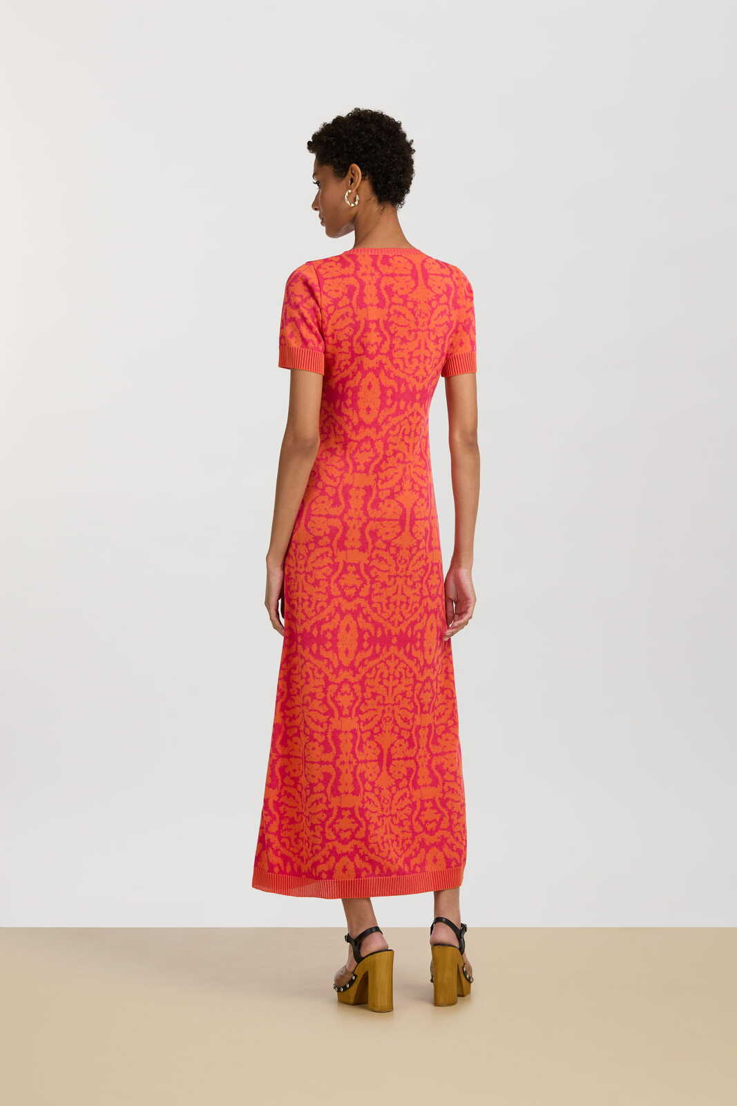 amla dress--damask design orange